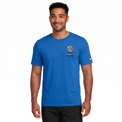 Custom Nike Dri-FIT Cotton/Poly Tee - Game Royal - On Model