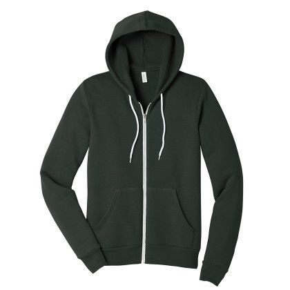 Custom Bella + Canvas Full Color Unisex Sponge Fleece Full-Zip Hoodie - Dark gray