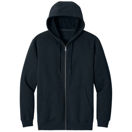 Custom CornerStone Tough Fleece Full-Zip Hoodie - Navy Front View 