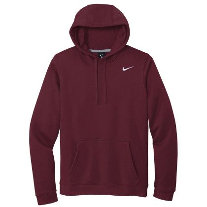 Custom Nike Full Color Club Fleece Pullover Hoodie - Dark maroon