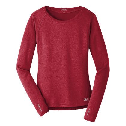 Custom OGIO Women's Long Sleeve Pulse Crew - Ripped red Custom OGIO Women's Long Sleeve Pulse Crew - Ripped red