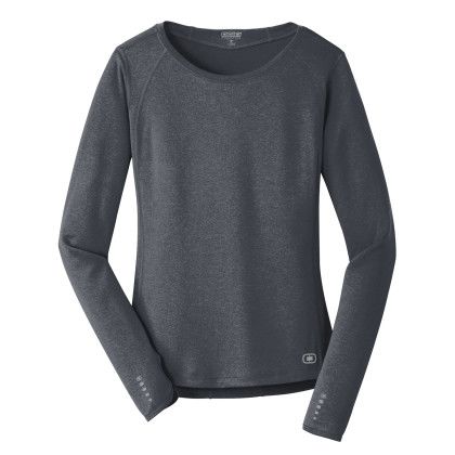 Custom OGIO Women's Long Sleeve Pulse Crew - Gear grey Custom OGIO Women's Long Sleeve Pulse Crew - Gear grey