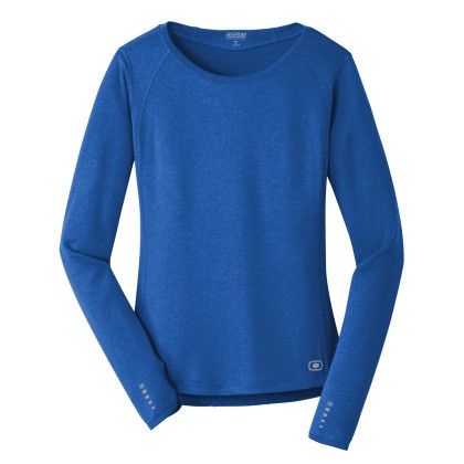 Custom OGIO Women's Long Sleeve Pulse Crew - Electric blue Front View Custom OGIO Women's Long Sleeve Pulse Crew - Electric blue Front View