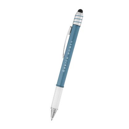 Custom rABS Spin Top Stylus Ruler Pen - Blue/Silver Custom rABS Spin Top Stylus Ruler Pen - Blue/Silver