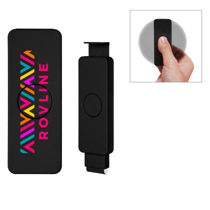 Custom Fun Spinner Phone Stand With Screen Cleaner - Black