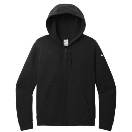 Custom Nike Full Color Women's Club Fleece Sleeve Swoosh Full-Zip Hoodie - Black Custom Nike Full Color Women's Club Fleece Sleeve Swoosh Full-Zip Hoodie - Black