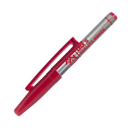 Custom RevMark Silver Barrel Industrial Permanent Marker with clip - Red Custom RevMark Silver Barrel Industrial Permanent Marker with clip - Red