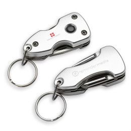 Custom Swiss Force Wildcub Multi-Tool & Flashlight Keyring - Silver