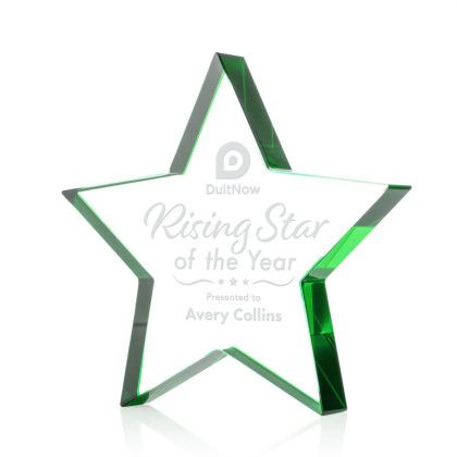 Custom Esna Star Award - Green Starfire 5" Custom Esna Star Award - Green Starfire 5"