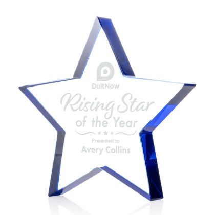 Custom Esna Star Award - Blue Starfire 5"