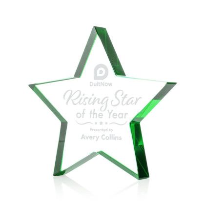 Custom Esna Star Award - Green Starfire 6" Custom Esna Star Award - Green Starfire 6"