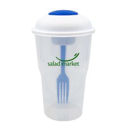 Custom Salad Shaker Container With Fork And Dressing Container - Blue Custom Salad Shaker Container With Fork And Dressing Container - Blue