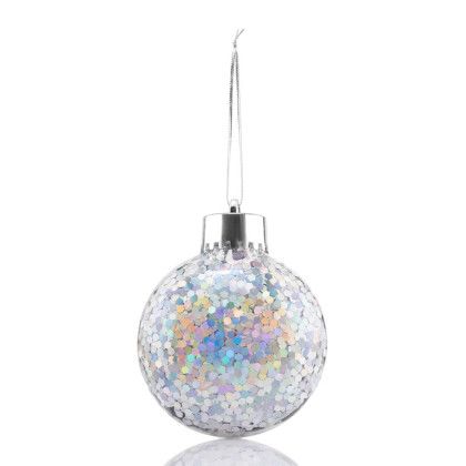 Custom Confetti Ornament - Silver 