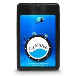 Custom Credit Card Style Antibacterial Hand Sanitizer Spray - Translucent Black Front View