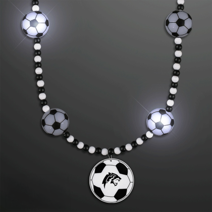 Custom Light Up Soccer Ball Beads Necklace with Soccer Medallion