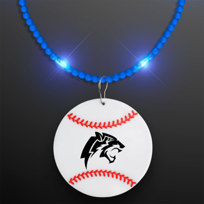 Custom Still-Light Blue Beads With Baseball Medallion