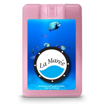 Custom Credit Card Style Antibacterial Hand Sanitizer Spray - Translucent Pink Front View