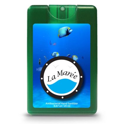 Custom Credit Card Style Antibacterial Hand Sanitizer Spray - Translucent Green Front View