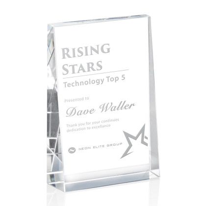 Custom Tweed Vertical Optical Crystal Award - 5" W x 7" H