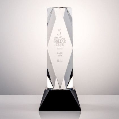 Custom 10" President Optical Crystal Award on Base - Black