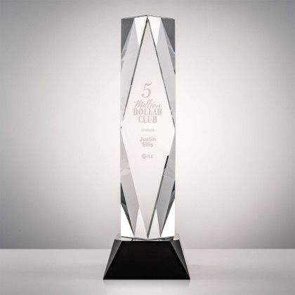 Custom 14" President Optical Crystal Award on Base - Black