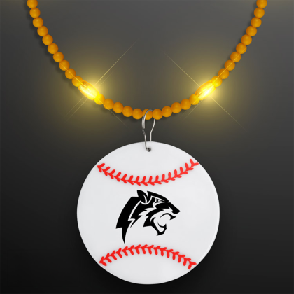 Custom Still-Light Yellow Beads With Baseball Medallion