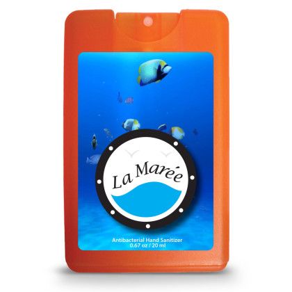 Custom Credit Card Style Antibacterial Hand Sanitizer Spray - Translucent Orange Front View