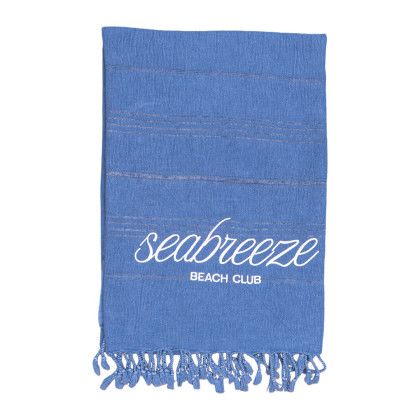 Custom Stone Washed Demin Peshtemal Towel - Embroidered - Blue Custom Stone Washed Demin Peshtemal Towel - Embroidered - Blue