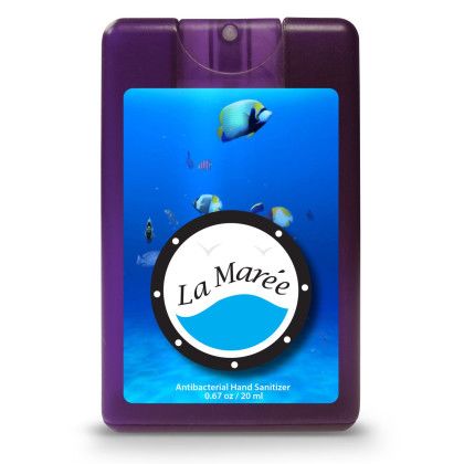 Custom Credit Card Style Antibacterial Hand Sanitizer Spray - Translucent Purple Front View Custom Credit Card Style Antibacterial Hand Sanitizer Spray - Translucent Purple Front View