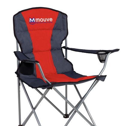 Custom Folding Camp Chairs with Extra Pocket - Red Custom Folding Camp Chairs with Extra Pocket - Red