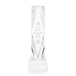 Custom 12" Toscana Optical Crystal Award on Base - Clear
