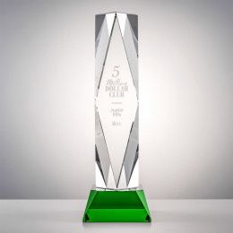 Custom 14" President Optical Crystal Award on Base - Green