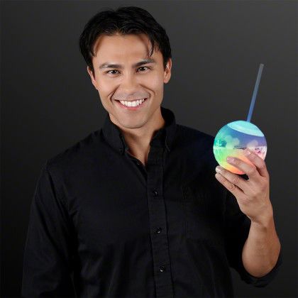 Custom LED Disco Ball Tumbler Cups, Deluxe Light Base - Lifestyle View Custom LED Disco Ball Tumbler Cups, Deluxe Light Base - Lifestyle View