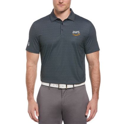 Custom Penguin All-Over-Pete Printed Men's Polo - Grey Custom Penguin All-Over-Pete Printed Men's Polo - Grey