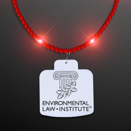 Custom Steady LED Red Beads with Cake Medallion, No-Flash Necklace