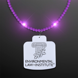 Custom Steady LED Purple Beads with Cake Medallion, No-Flash Necklace