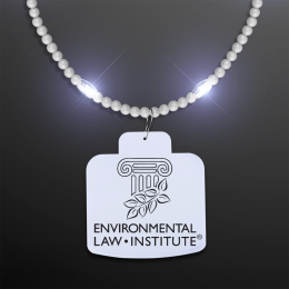 Custom Steady LED White Beads with Cake Medallion, No-Flash Necklace