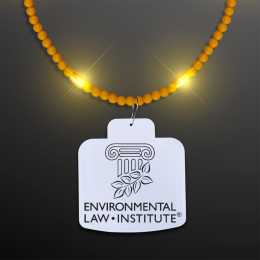 Custom Steady LED Yellow Beads with Cake Medallion, No-Flash Necklace