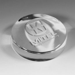Custom 2 7/8" Dia x 3/4" H Round Glass Paperweight