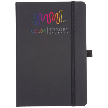 Custom EarthTrendz 5.5 x 8.25 Notebook - Black - Front View Custom EarthTrendz 5.5 x 8.25 Notebook - Black - Front View