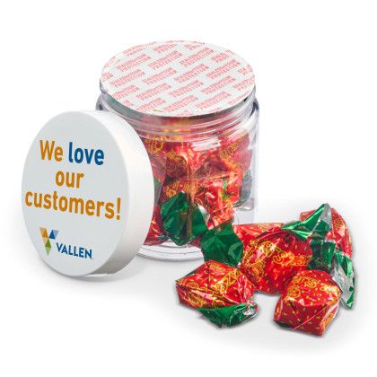 Custom 4 oz Jar of Individually Wrapped Strawberry Filled Hard Candy - Open View