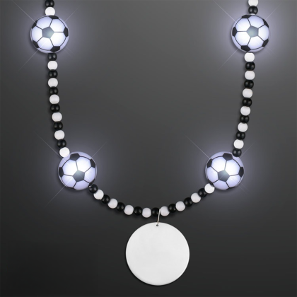 Custom Light Up Soccer Ball Beads Necklace with Soccer Medallion - Back View 