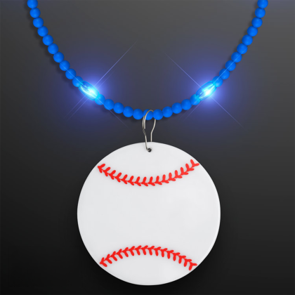 Custom Still-Light Blue Beads With Baseball Medallion - Back View 