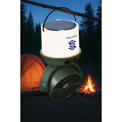 Custom Rechargeable 3W COB Lantern with Fan - Lifestyle View Custom Rechargeable 3W COB Lantern with Fan - Lifestyle View