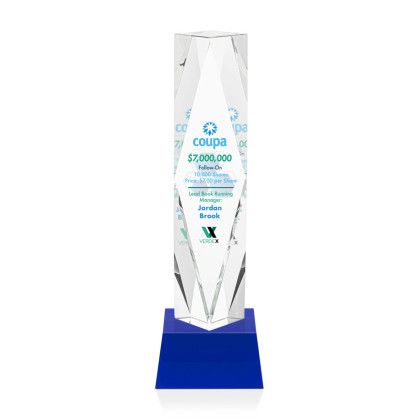 Custom 12" Toscana Full Color Award on Base - Blue