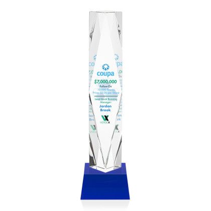 Custom 14" Toscana Full Color Award on Base - Blue