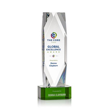 Custom 11" Delta Full Color Award on Base - Green