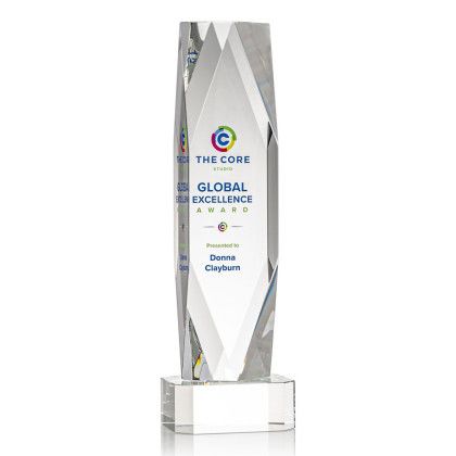 Custom 13" Delta Full Color Award on Base - Clear