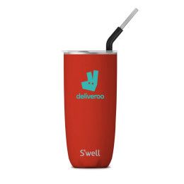 Custom 24 oz S'well Tumbler with Straw - Poppy Red
