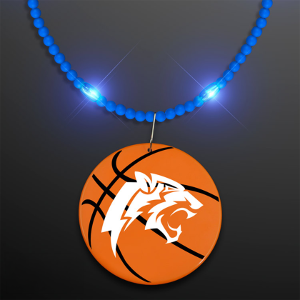 Custom Still-Light Blue Beads With Basketball Medallion Custom Still-Light Blue Beads With Basketball Medallion